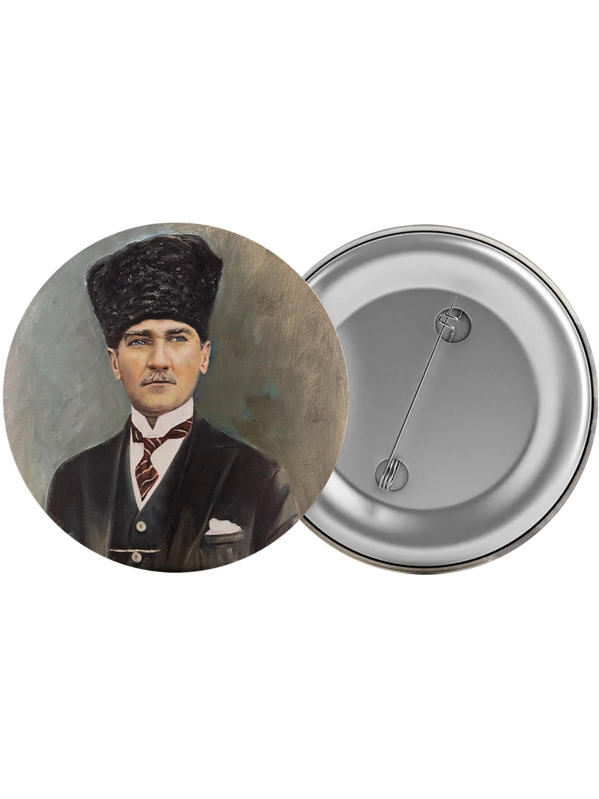 Mustafa Kemal Atatürk Çanta Rozeti 20 Adet En Büyük Boy 5.8cm İğneli Broş