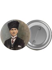Mustafa Kemal Atatürk Çanta Rozeti 20 Adet En Büyük Boy 5.8cm İğneli Broş