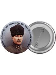 Mustafa Kemal Atatürk Çanta Rozeti 20 Adet En Büyük Boy 5.8cm İğneli Broş